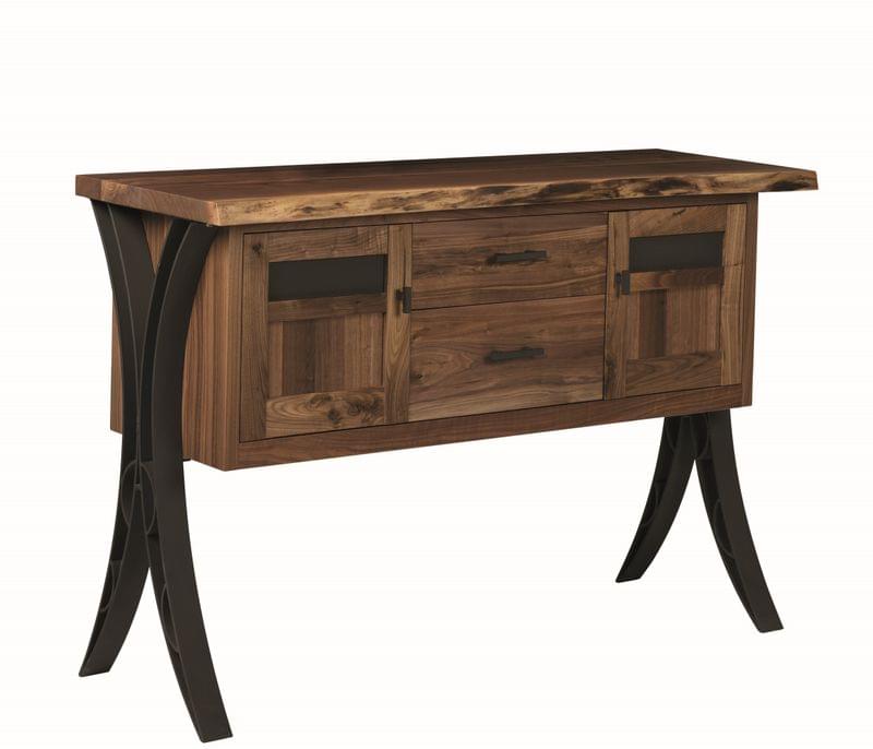 The Unique Pairing Of Metal With Real Wood Furniture Walnut Live Edge Buffet With Steel Base And Hardware